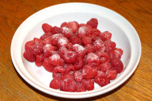 Raspberry Lemonade Sprinkling with sugar to soften and draw out the juices.