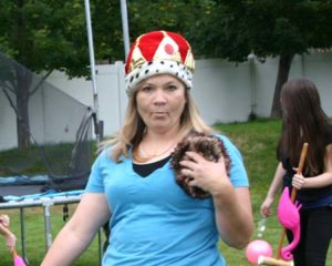 Wacky Wonderland Croquet Mom is the Red Queen and she kept changing the rules and shouting "Off With Her Head!". Mostly at the dog who kept stealing the hedgehog.