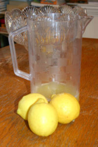 Homemade Lemonade Juice lemons and put in pitcher