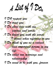 Marriage Rules for a long and happy marriage. A list of I DOs is more important than the list of rules.