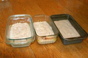 Flavorful Gluten Free Banana Bread- Pour well mixed, mixture into bread pans