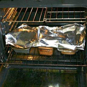 Flavorful Gluten Free Banana Bread- If browning too quickly loosely place tinfoil over bread pans in oven
