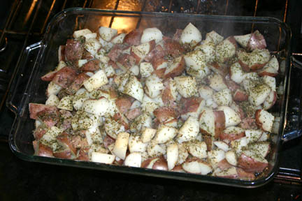 Sunday's Best Garlic Red Potatoes with Rosemary- Cook until tender