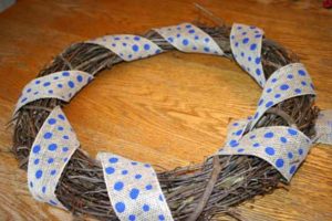 Wrap ribbon around wreath