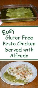 Easy Gluten Free Pesto Chicken served with Alfredo