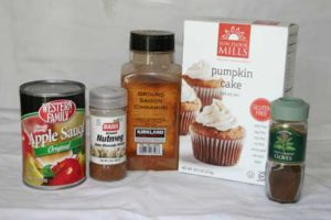 Gluten Free Applesauce Spice Cake- Ingredients- will also need eggs and oil according to package directions