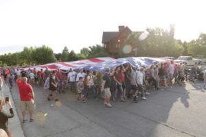 Largest American flag, Flown in the U. S. -Patriotic event