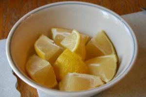 Lemon cut into wedges and then cut in 1/2 or 1/3