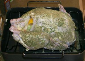 Put herbs all over the turkey