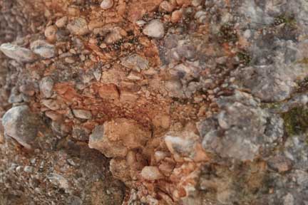 Grotto trail- Payson Utah- pinkish/orangish coloring on the rocks from minerals