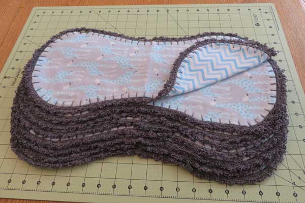 Burp cloths with curly edging-crochet