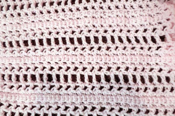 Pretty 'N' Pink Peek-A-Boo Baby Afghan- free crochet pattern simple and pretty