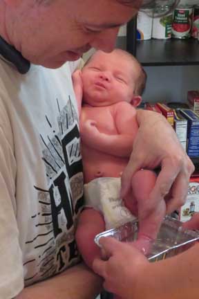 Making a foot mold of baby's foot