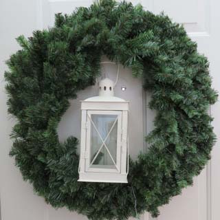 Wire your lantern. Christmas Lantern Wreath