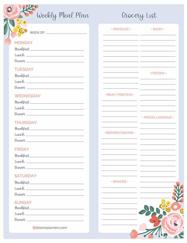 Meal planning pad for the fridge