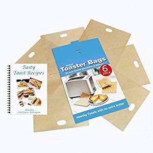 ekSel Toaster Bags Gluten Free Toasts Reusable Non-Stick Any Size Bread FDA Approved 6 Pack