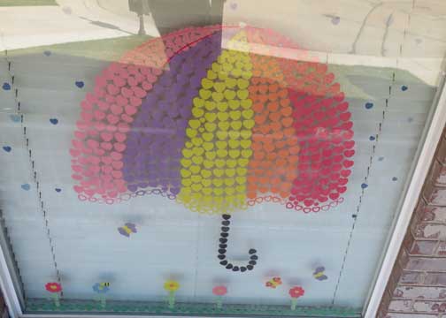 Heart pictures during quarantine- umbrella rainbow and blue raindrops